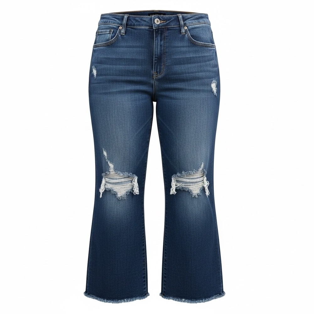 Judy Blue Los Angeles Wide Leg Distressed Jeans 20W Dark Wash JB82593DK-PL